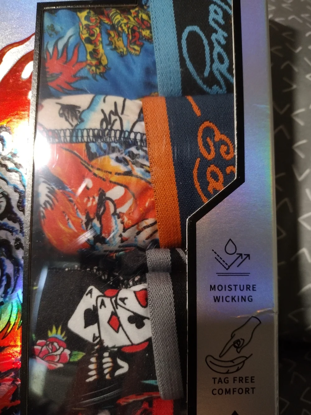 Ed Hardy Men’s Performance Boxer Briefs - Blue/Orange/Black - Small
